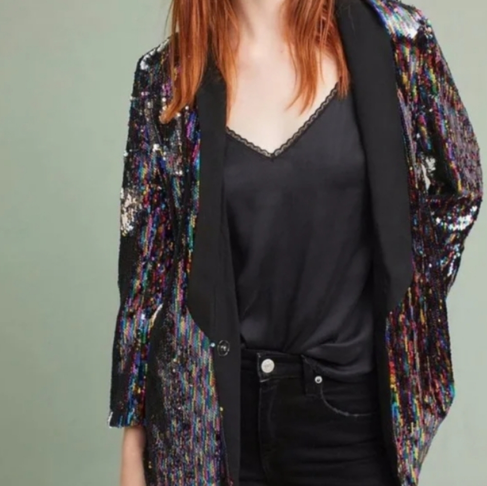 LAST CHANCE!! NWOT Anthro- Cartonnier Rainbow Sequined Blazer - SIZE M